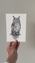 Load and play video in Gallery viewer, "Owl no. 1" a Pen Drawing Giclee Print