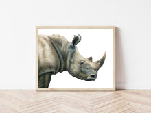 Load image into Gallery viewer, &quot;Rugged&quot; a Rhinoceros Colored Pencil Horizontal Gilcee Print
