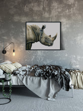 Load image into Gallery viewer, &quot;Rugged&quot; a Rhinoceros Colored Pencil Horizontal Gilcee Print
