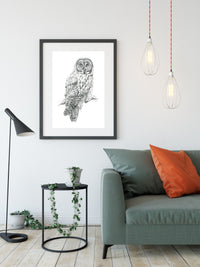 "Great Grey" a veritcal Owl Giclee Print
