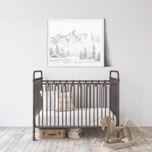 Load image into Gallery viewer, &quot;Calm in the Mountains&quot; a Horizontal Minimalist Landscape Giclee Print
