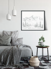 Load image into Gallery viewer, &quot;Calm in the Mountains&quot; a Horizontal Minimalist Landscape Giclee Print

