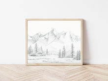 Load image into Gallery viewer, &quot;Calm in the Mountains&quot; a Horizontal Minimalist Landscape Giclee Print
