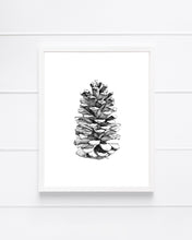 Load image into Gallery viewer, Pinecone Vertical Giclee Print Black and White
