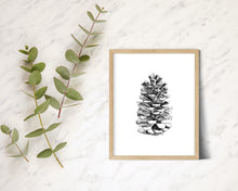 Load image into Gallery viewer, Pinecone Vertical Giclee Print Black and White

