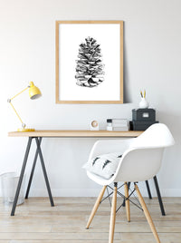 Pinecone Vertical Giclee Print Black and White