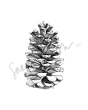 Load image into Gallery viewer, Pinecone Vertical Giclee Print Black and White

