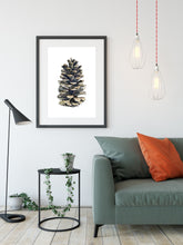 Load image into Gallery viewer, Pinecone Vertical Giclee Print with Watercolor
