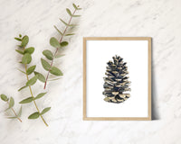 Pinecone Vertical Giclee Print with Watercolor