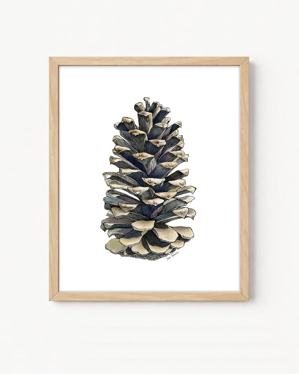 Pinecone Vertical Giclee Print with Watercolor