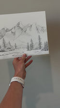 Load and play video in Gallery viewer, &quot;Calm in the Mountains&quot; a Horizontal Minimalist Landscape Giclee Print
