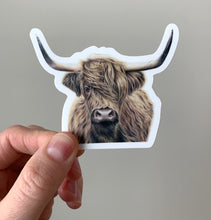 Load image into Gallery viewer, Highland Cow Colored Pencil Drawing STICKER
