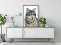"Dusk" a Wolf Colored Pencil Vertical Print